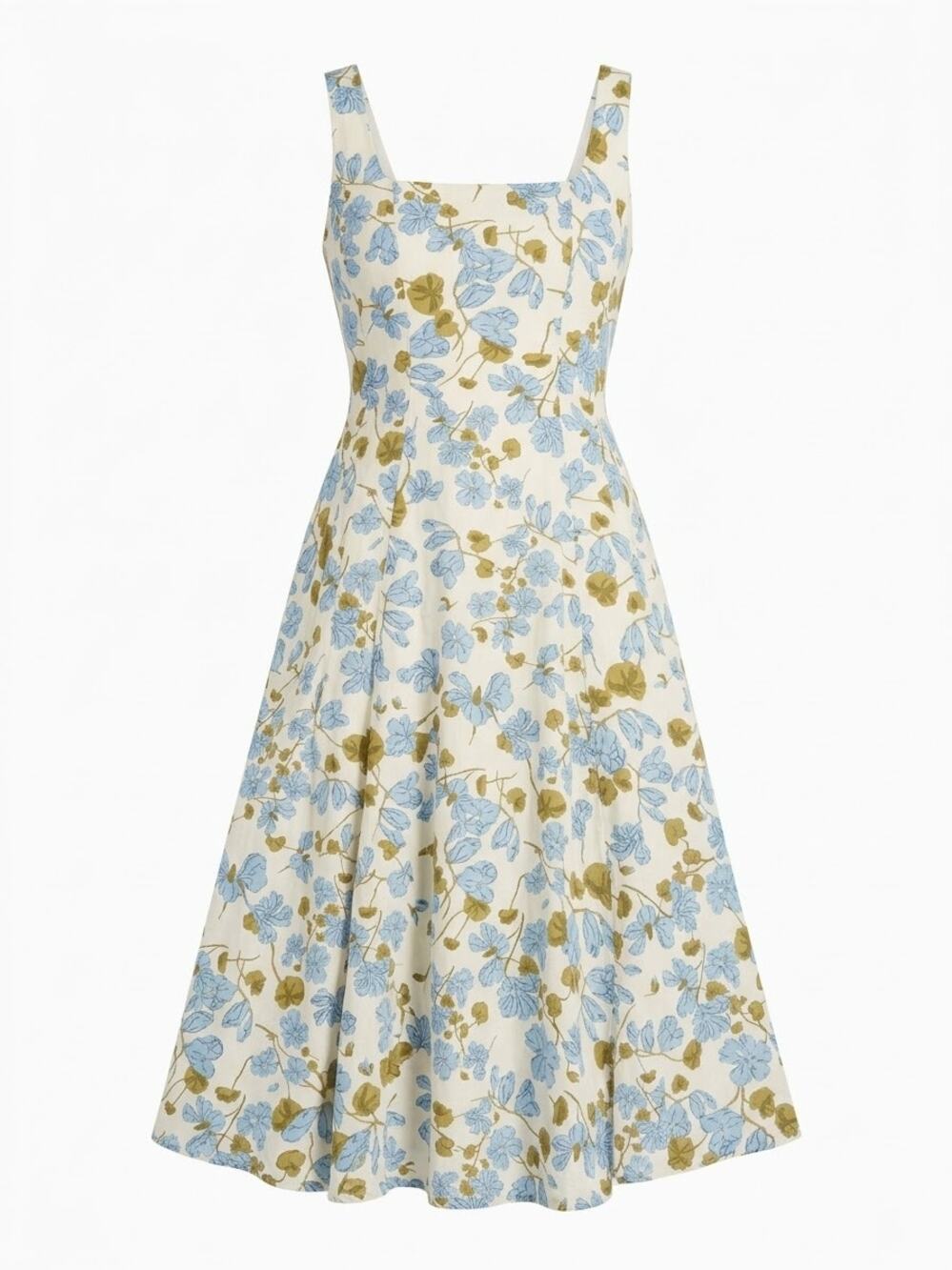 Joie Floral Linen Smocked Square Neck Midi Sundress S Cottagecore